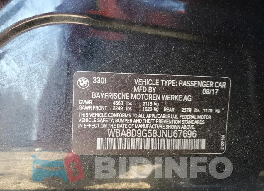 WBA8D9G58JNU67696 Photo# 13