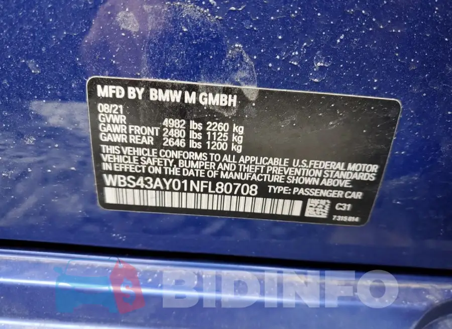 WBS43AY01NFL80708 Photo# 12