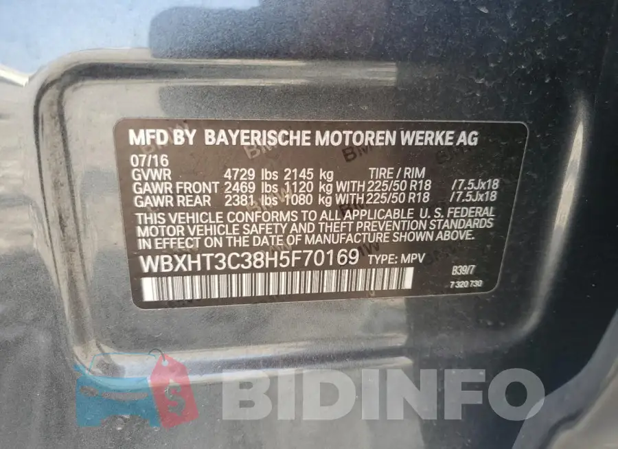WBXHT3C38H5F70169 Photo# 13