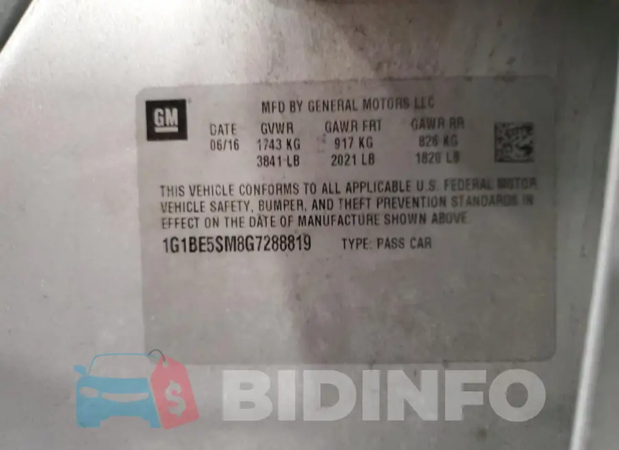 1G1BE5SM8G7288819 Photo# 12