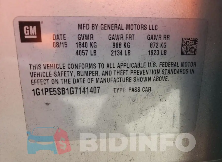 1G1PE5SB1G7141407 Photo# 12