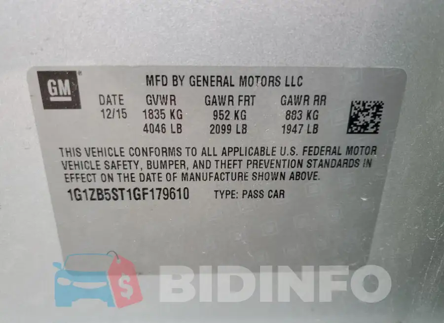 1G1ZB5ST1GF179610 Photo# 12