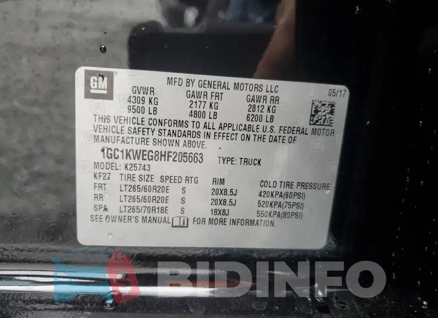 1GC1KWEG8HF205663 Photo# 12