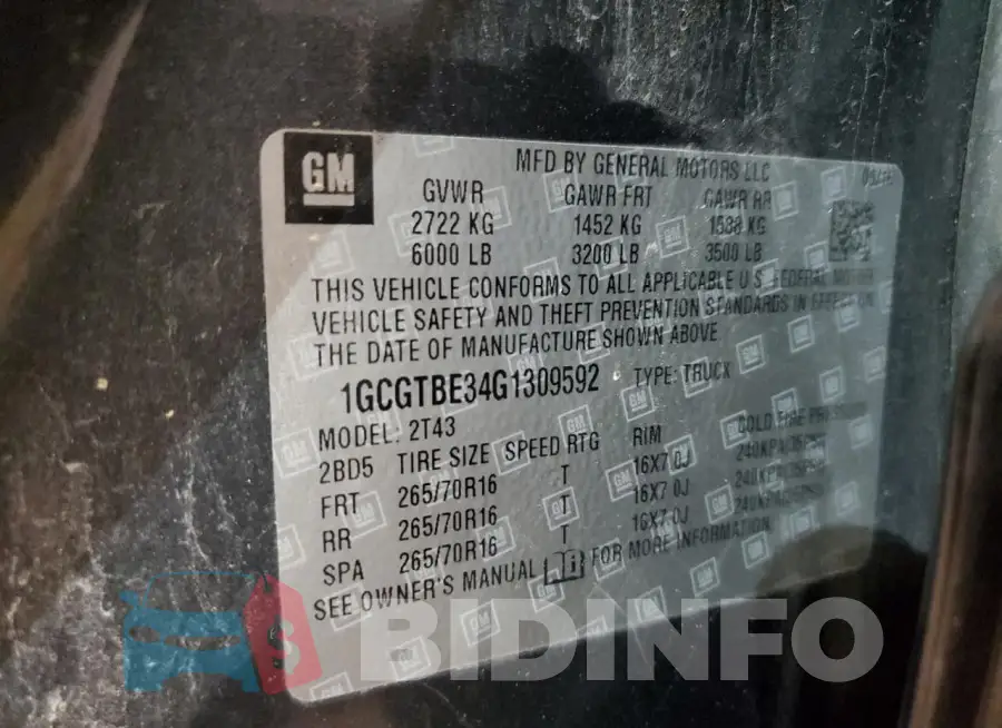 1GCGTBE34G1309592 Photo# 12
