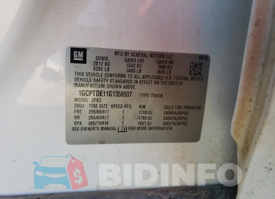1GCPTDE11G1358937 Photo# 12