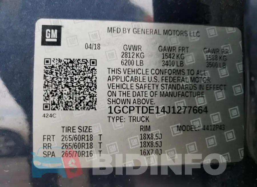 1GCPTDE14J1277664 Photo# 12