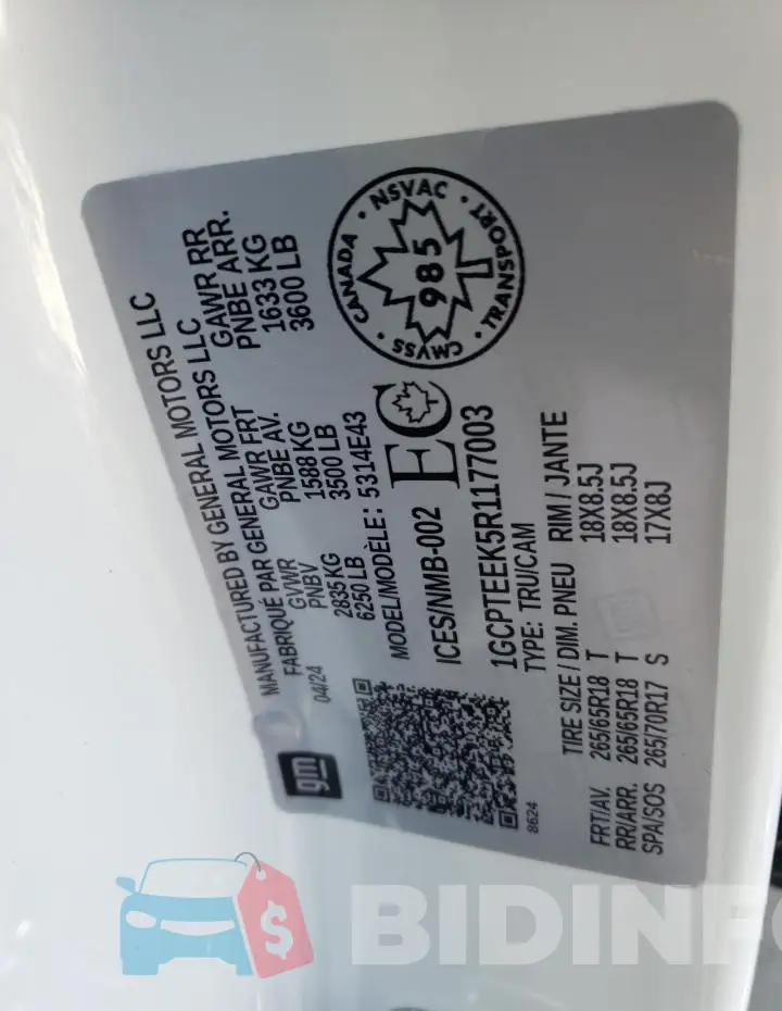 1GCPTEEK5R1177003 Photo# 13