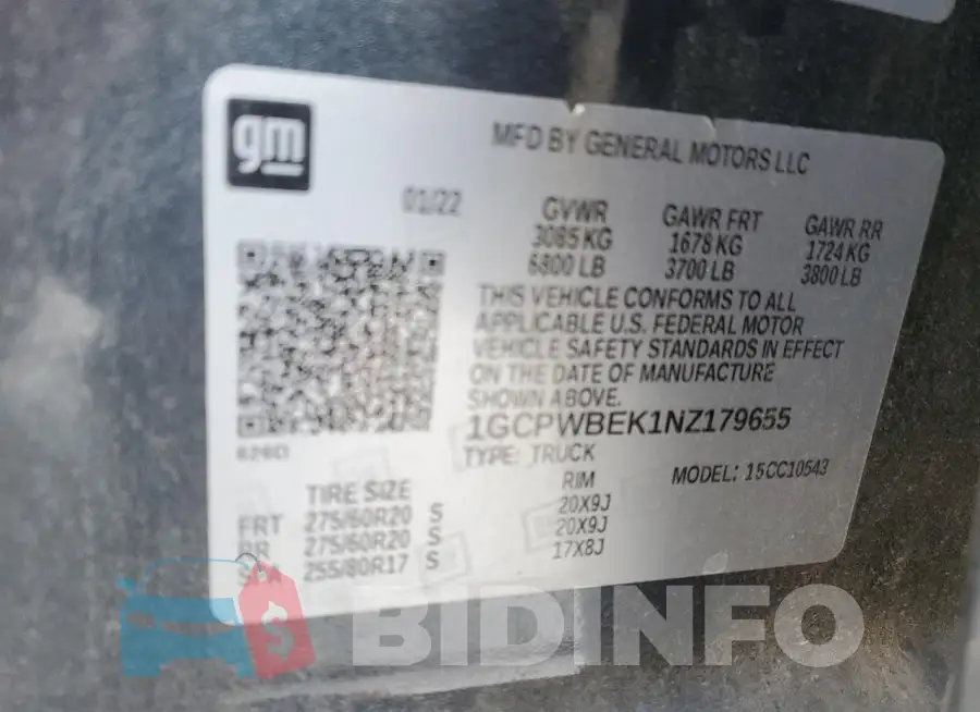 1GCPWBEK1NZ179655 Photo# 13