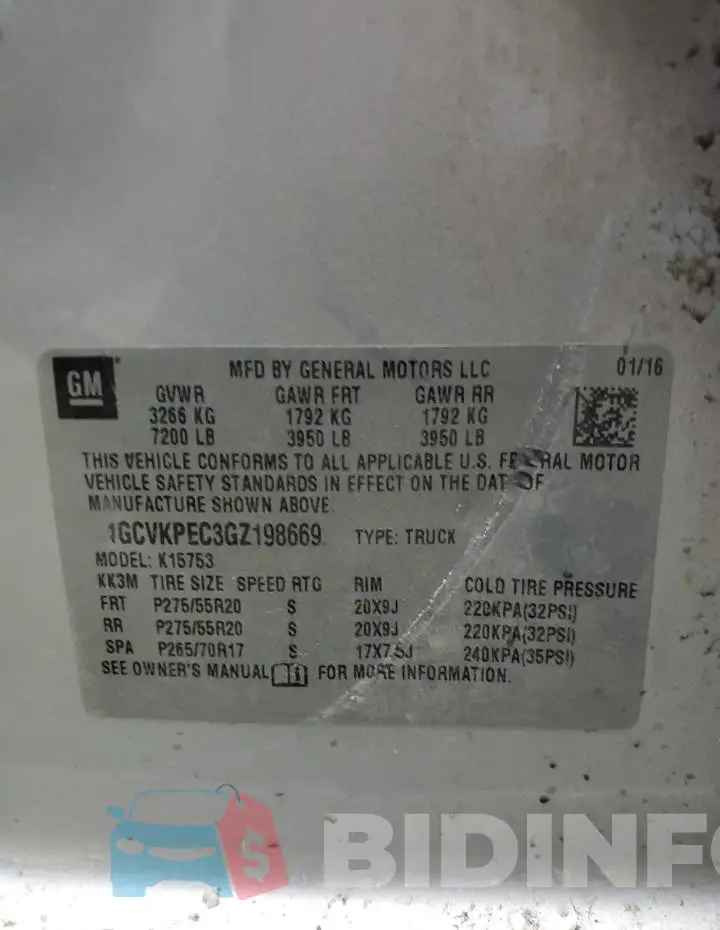 1GCVKPEC3GZ198669 Photo# 12