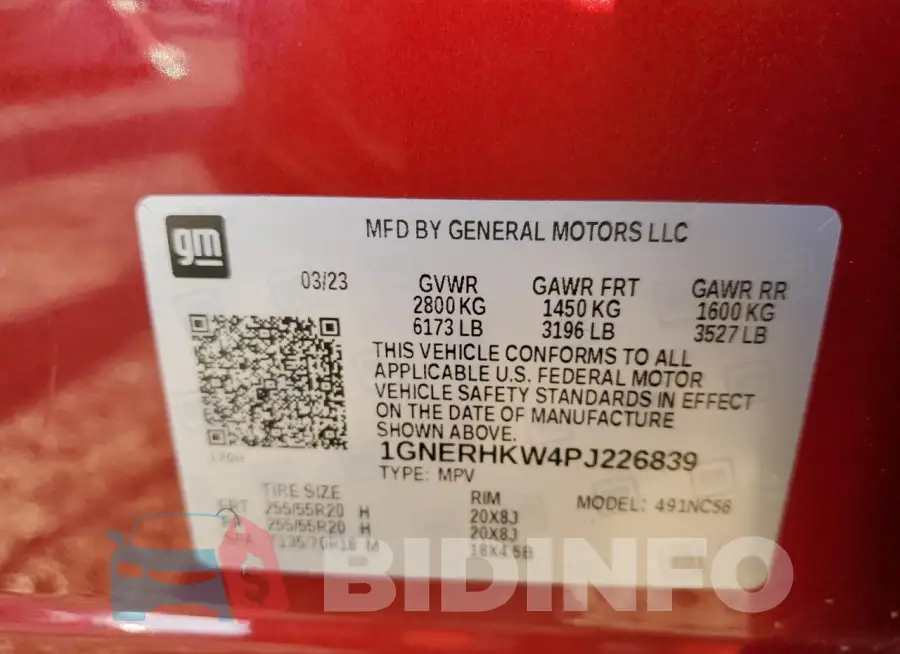 1GNERHKW4PJ226839 Photo# 13