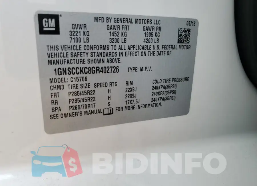 1GNSCCKC8GR402726 Photo# 14