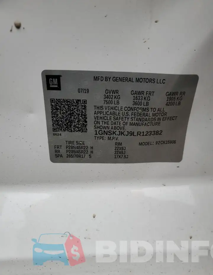 1GNSKJKJ9LR123382 Photo# 13