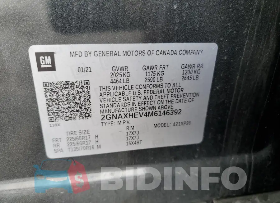 2GNAXHEV4M6146392 Photo# 13