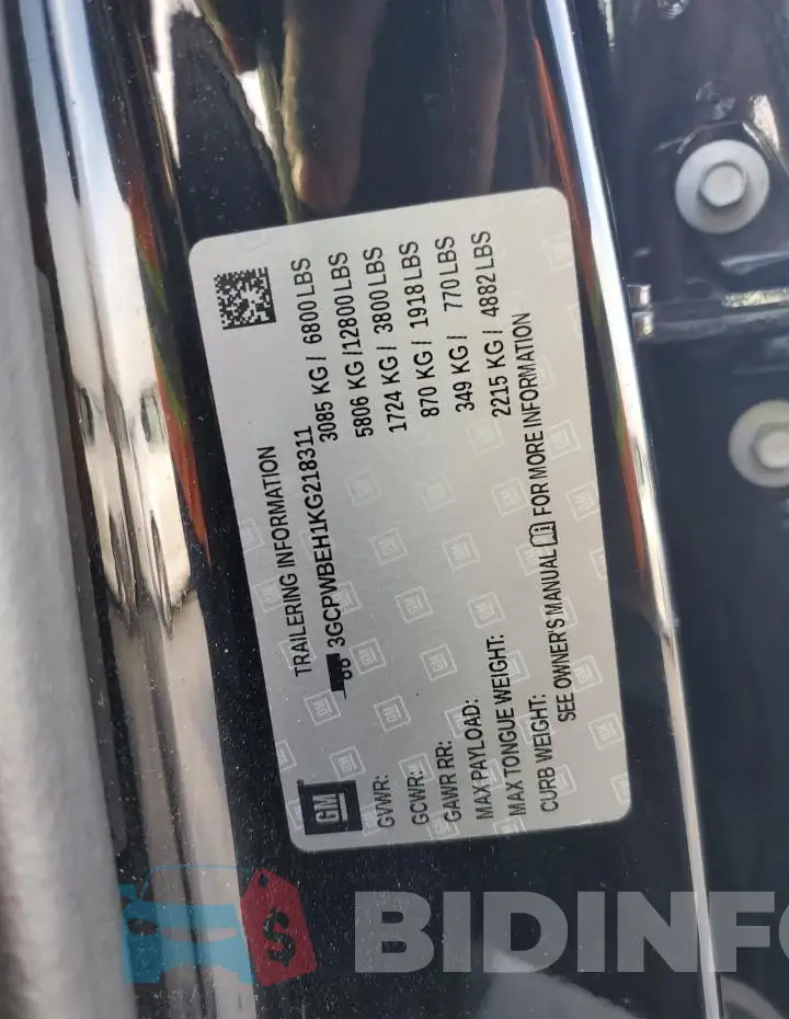 3GCPWBEH1KG218311 Photo# 12