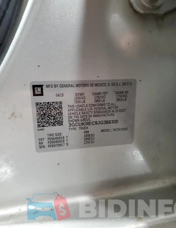 3GCUKREC9JG388300 Photo# 12