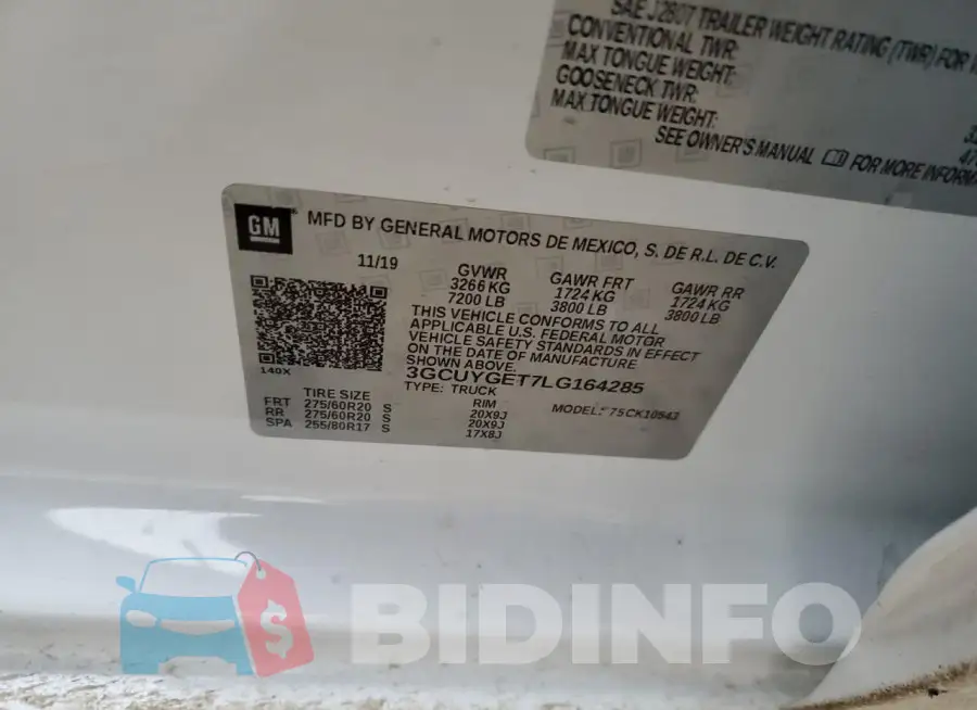 3GCUYGET7LG164285 Photo# 12