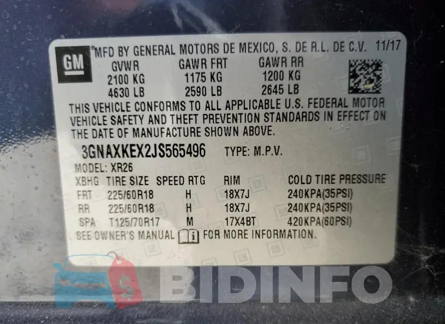 3GNAXKEX2JS565496 Photo# 14