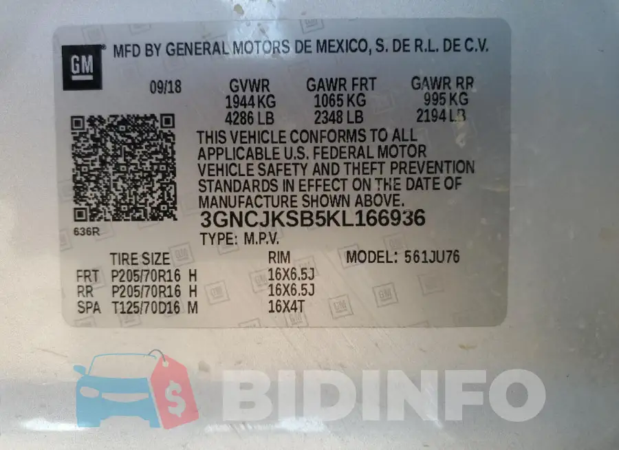 3GNCJKSB5KL166936 Photo# 14
