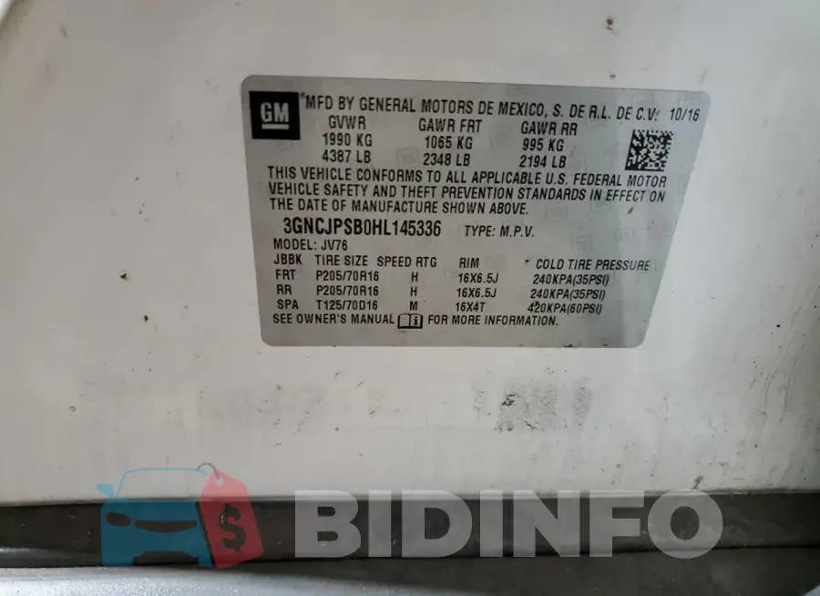 3GNCJPSB0HL145336 Photo# 13