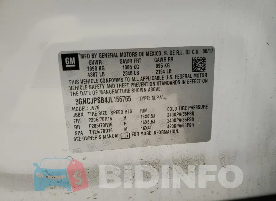 3GNCJPSB4JL156765 Photo# 13