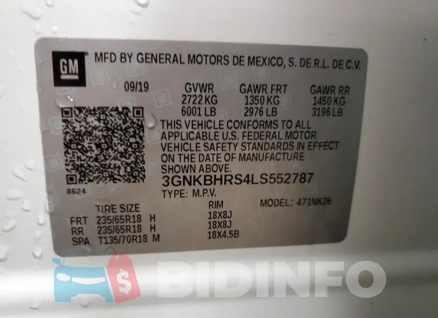 3GNKBHRS4LS552787 Photo# 14