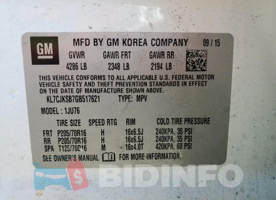 KL7CJKSB7GB517621 Photo# 13
