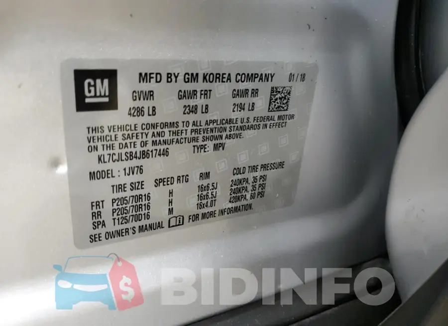 KL7CJLSB4JB617446 Photo# 13