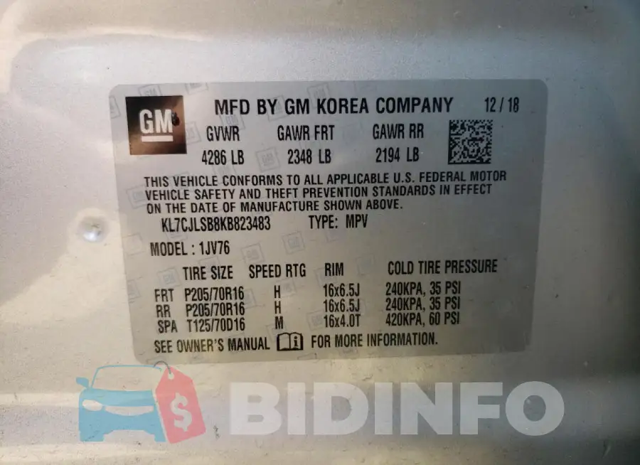 KL7CJLSB8KB823483 Photo# 13