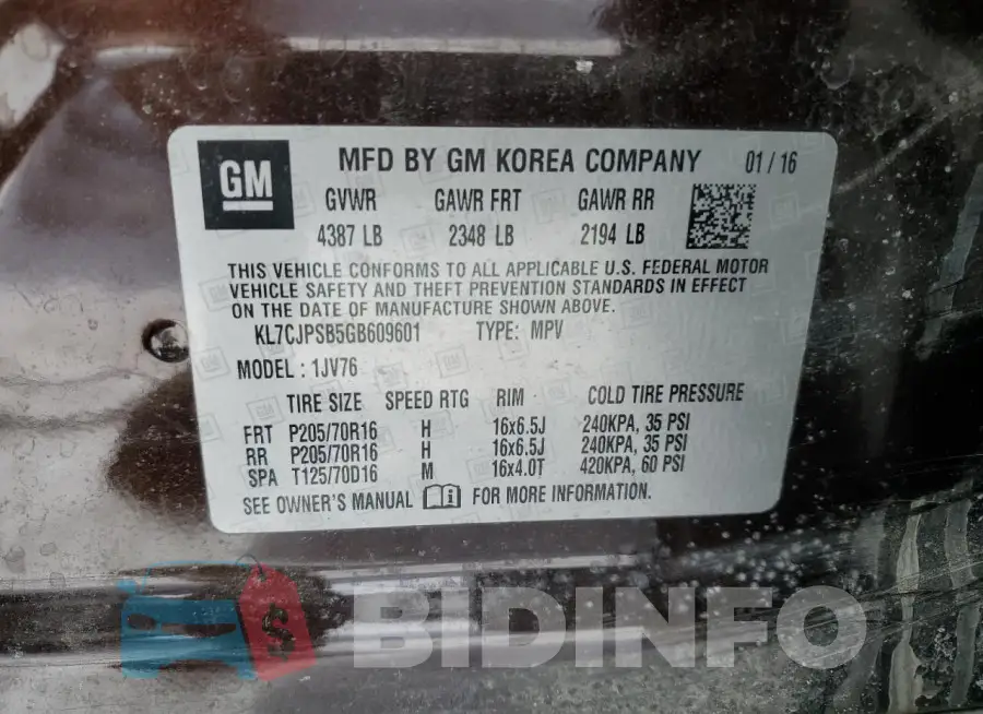 KL7CJPSB5GB609601 Photo# 14