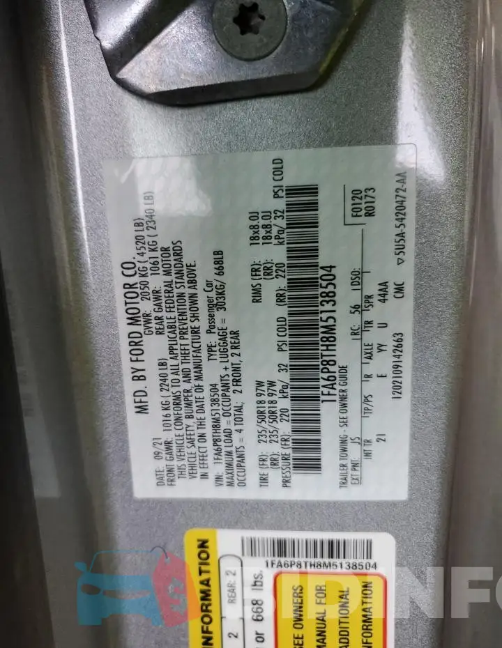 1FA6P8TH8M5138504 Photo# 12