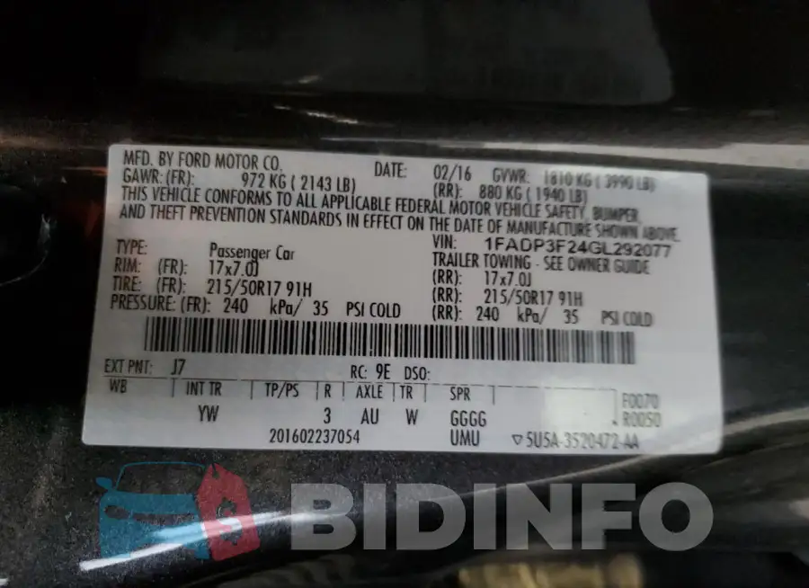 1FADP3F24GL292077 Photo# 12