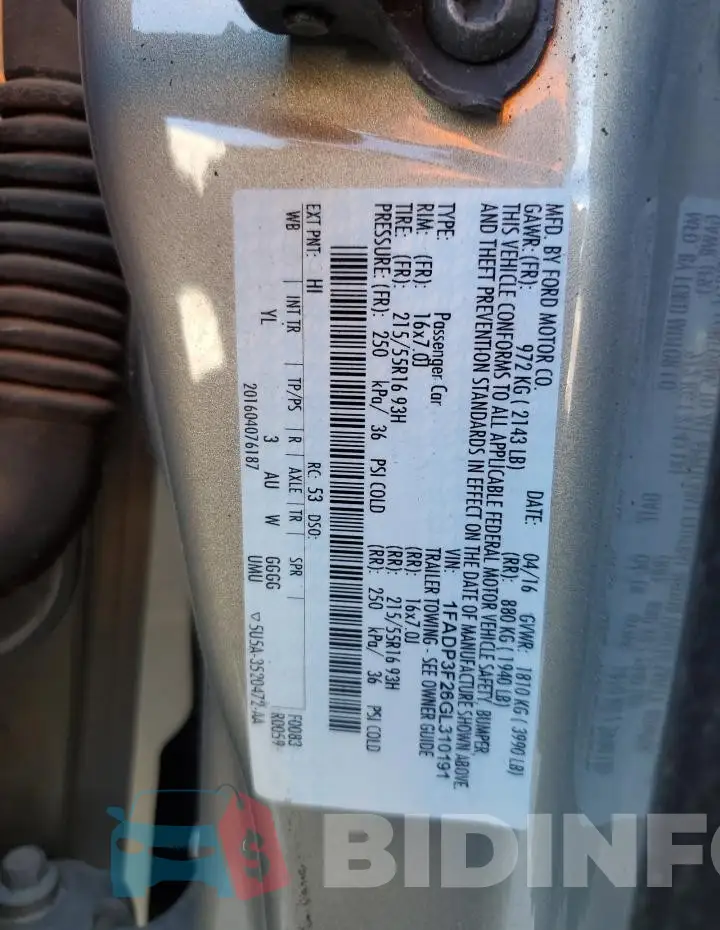 1FADP3F26GL310191 Photo# 12