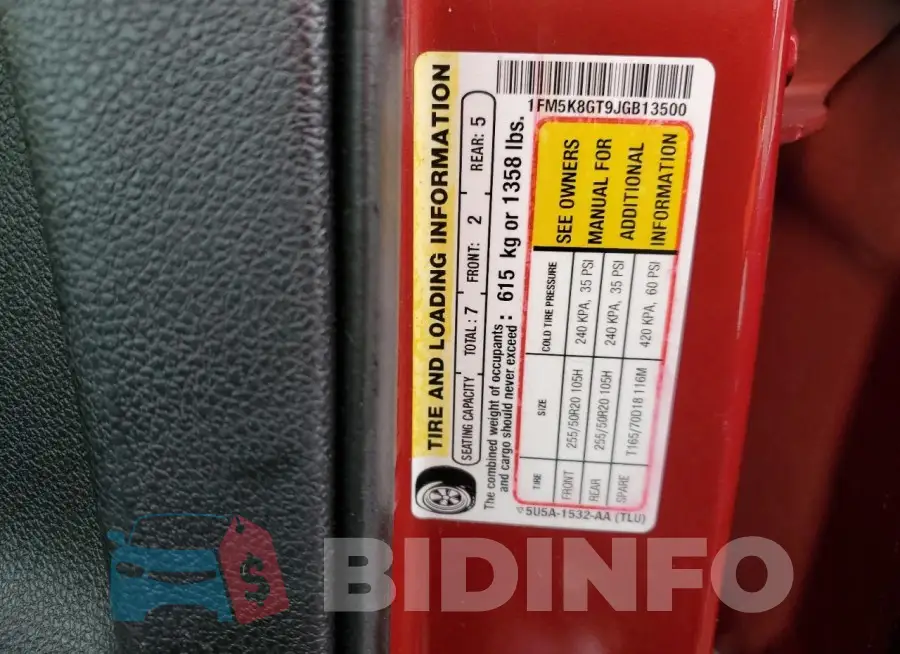 1FM5K8GT9JGB13500 Photo# 12