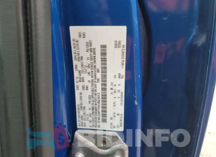 1FMCU0F71HUB21013 Photo# 12