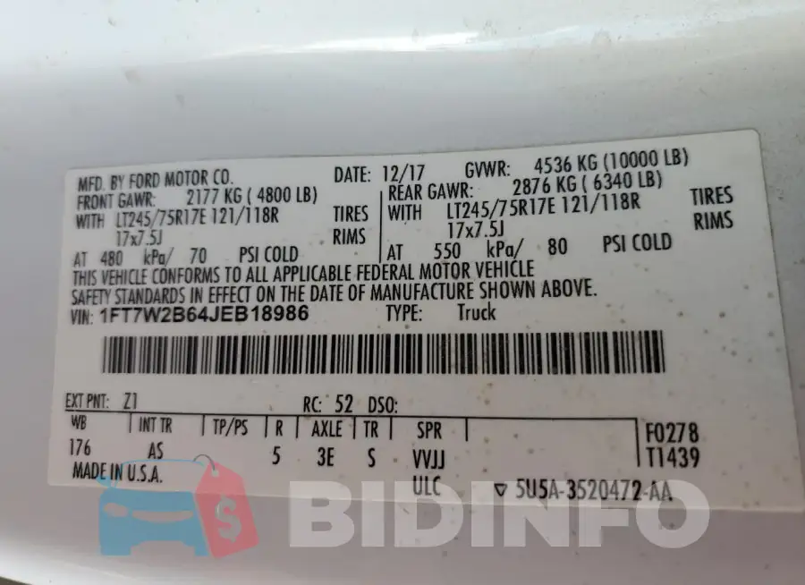 1FT7W2B64JEB18986 Photo# 12