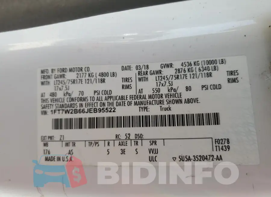 1FT7W2B66JEB95522 Photo# 12