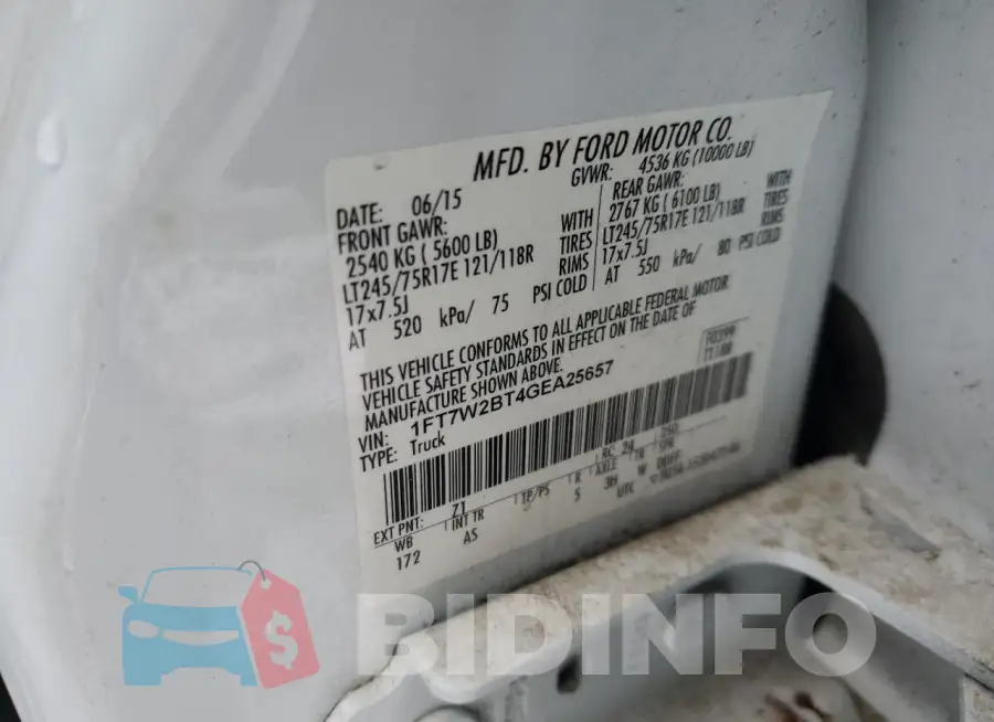 1FT7W2BT4GEA25657 Photo# 12