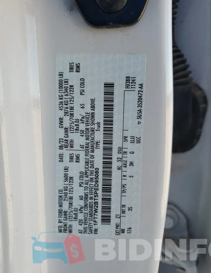 1FT7W2BT5PED95080 Photo# 13