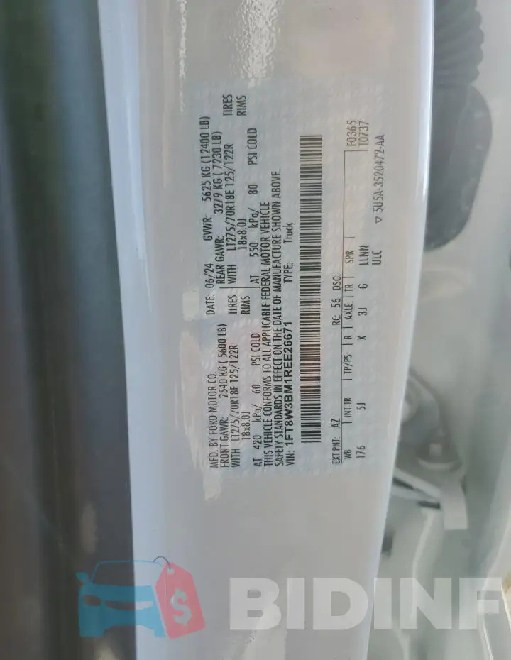 1FT8W3BM1REE26671 Photo# 12