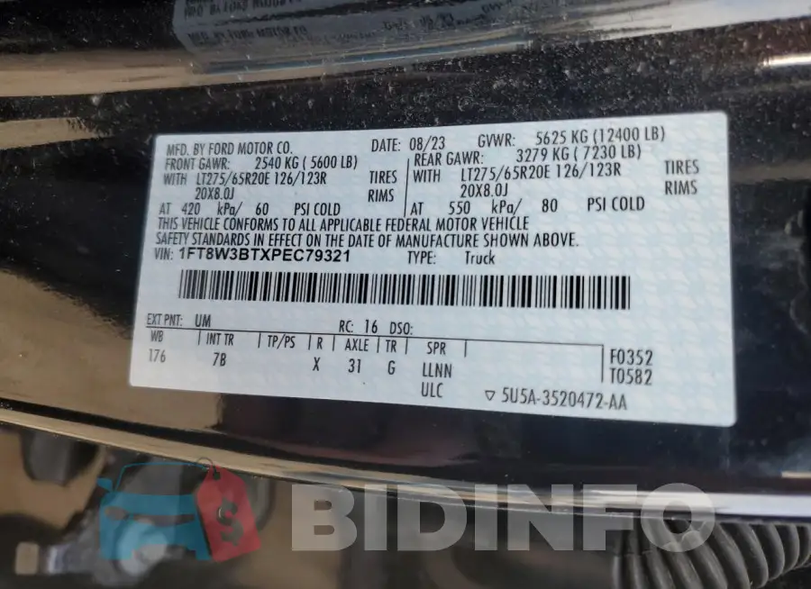 1FT8W3BTXPEC79321 Photo# 12