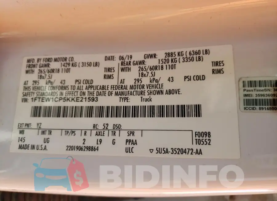 1FTEW1CP5KKE21593 Photo# 12