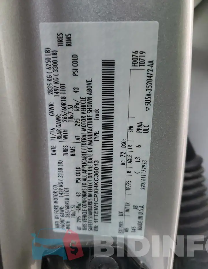 1FTEW1CPXHKC36013 Photo# 12