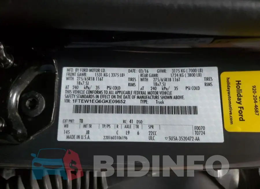 1FTEW1EG6GKE09652 Photo# 12