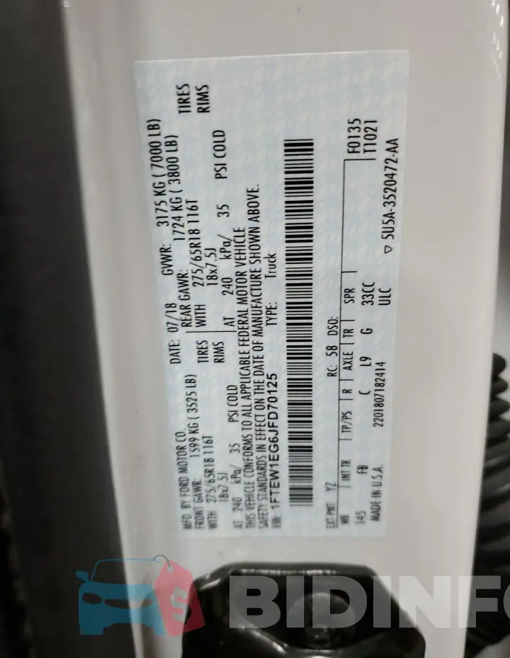 1FTEW1EG6JFD70125 Photo# 12