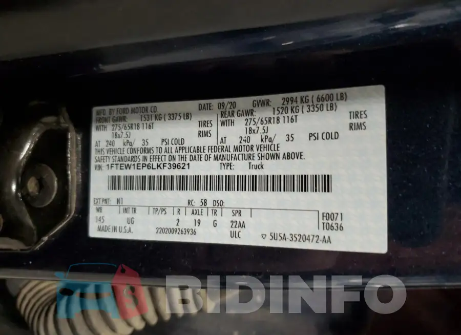 1FTEW1EP6LKF39621 Photo# 12