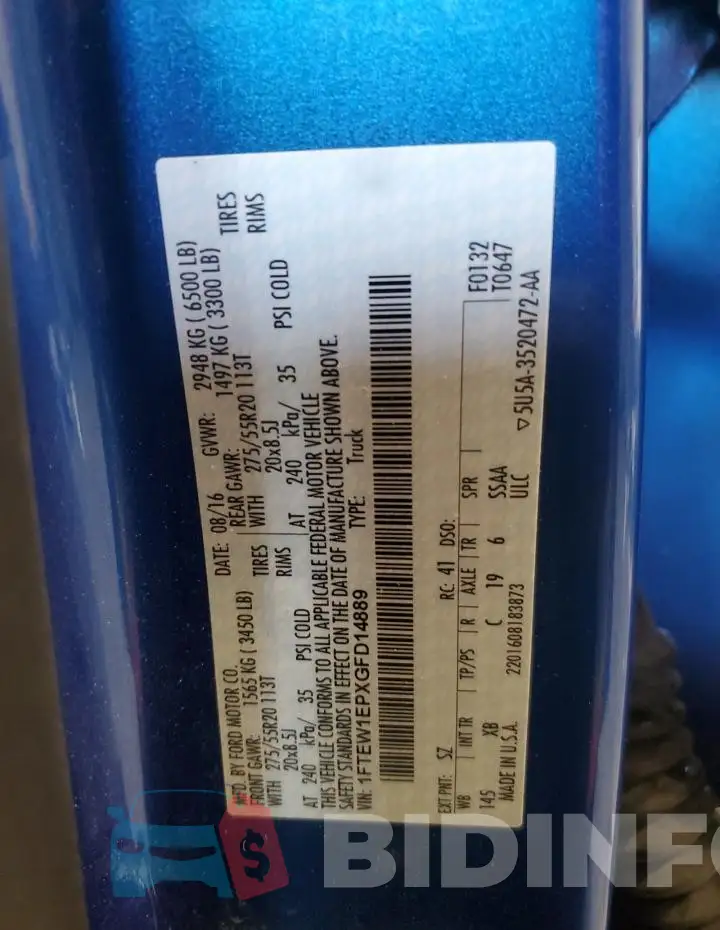 1FTEW1EPXGFD14889 Photo# 12