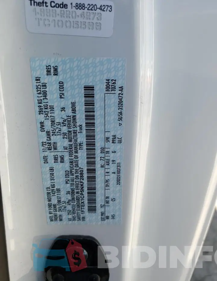 1FTEX1CP5NKF28807 Photo# 12