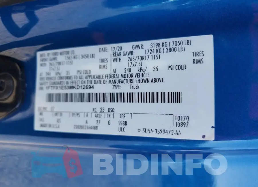 1FTFX1E53MKD12694 Photo# 13