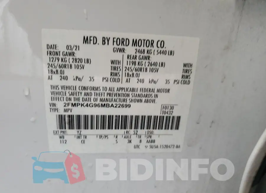 2FMPK4G96MBA22699 Photo# 12