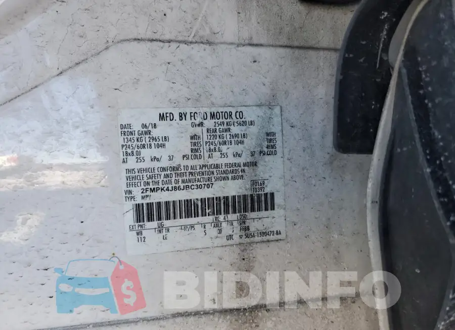 2FMPK4J86JBC30707 Photo# 12